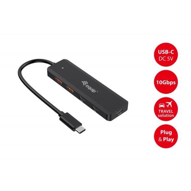 Equip - 128966 hub de interfaz USB 3.2 Gen 2 (3.1 Gen 2) Type-C 10000 Mbit/s Negro