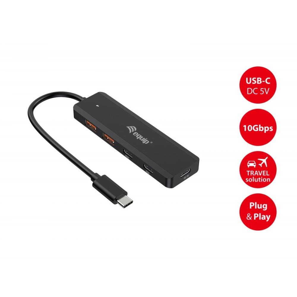 Equip - 128966 hub de interfaz USB 3.2 Gen 2 (3.1 Gen 2) Type-C 10000 Mbit/s Negro