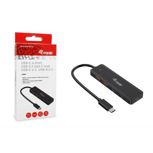 Equip - 128966 hub de interfaz USB 3.2 Gen 2 (3.1 Gen 2) Type-C 10000 Mbit/s Negro