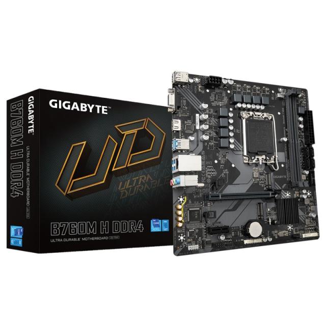 GIGABYTE - B760M H DDR4 Placa base - Soporta CPUs Intel Core de 14ª generación, VRM digital de 6+1+1 fases, hasta 3200MHz DDR4 (