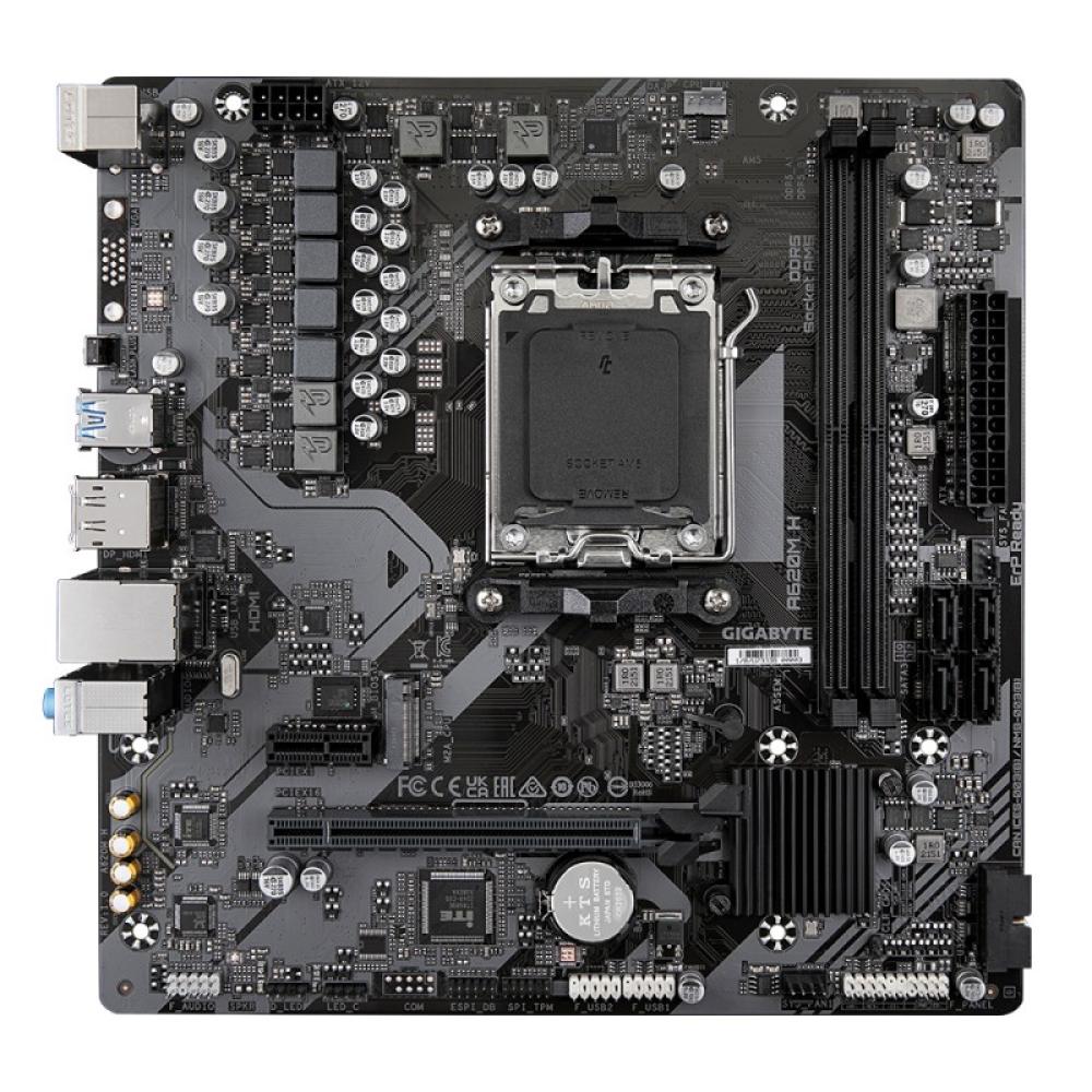 GIGABYTE - A620M H Placa base - Soporta CPUs AMD Ryzen 8000, VRM digital de 5+2+2 fases, hasta 7200MHz DDR5 (OC), 1xPCIe 4.0 M.2