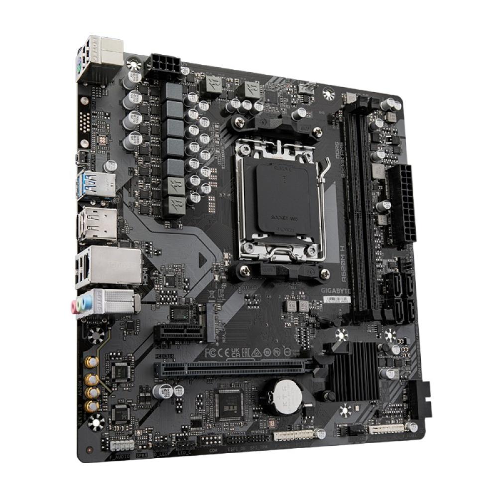 GIGABYTE - A620M H Placa base - Soporta CPUs AMD Ryzen 8000, VRM digital de 5+2+2 fases, hasta 7200MHz DDR5 (OC), 1xPCIe 4.0 M.2