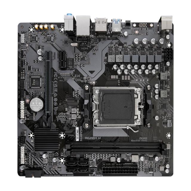 GIGABYTE - A620M H Placa base - Soporta CPUs AMD Ryzen 8000, VRM digital de 5+2+2 fases, hasta 7200MHz DDR5 (OC), 1xPCIe 4.0 M.2