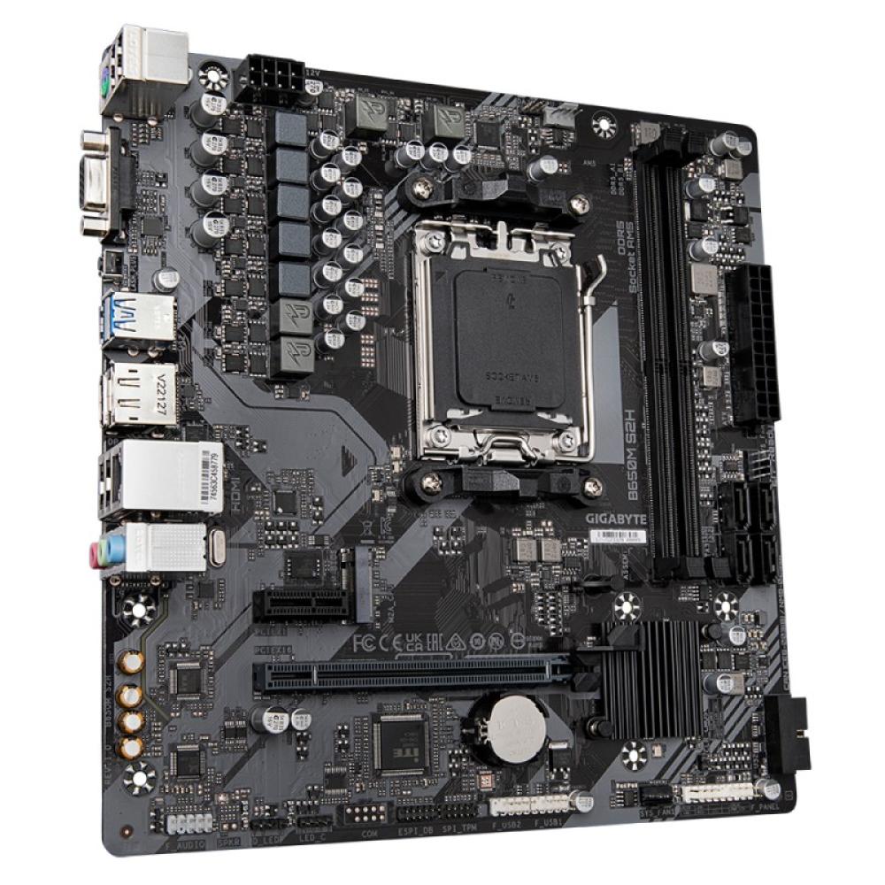 GIGABYTE - B650M S2H Placa base - AMD Ryzen serie 9000, VRM de 5+2+2 fases, hasta 6400 MHz DDR5 (OC), 1xPCIe 4.0 M.2, LAN GbE, U