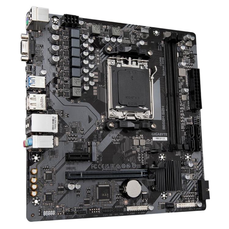 GIGABYTE - B650M S2H Placa base - AMD Ryzen serie 9000, VRM de 5+2+2 fases, hasta 6400 MHz DDR5 (OC), 1xPCIe 4.0 M.2, LAN GbE, U