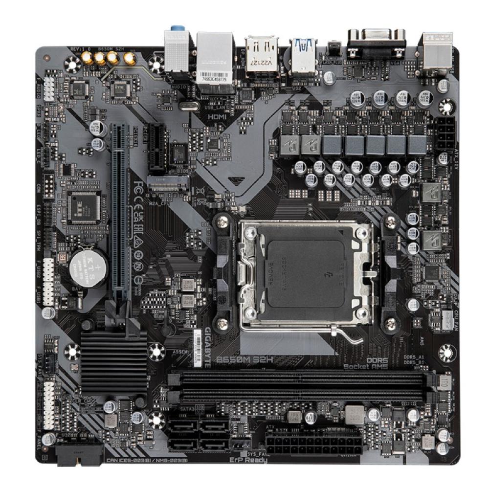 GIGABYTE - B650M S2H Placa base - AMD Ryzen serie 9000, VRM de 5+2+2 fases, hasta 6400 MHz DDR5 (OC), 1xPCIe 4.0 M.2, LAN GbE, U