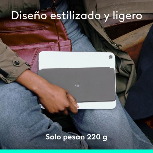 Logitech - Keys-To-Go 2, teclado inalámbrico portátil para iPad con tapa integrada, estilizado y compacto, para iPad, iPhone, Ma