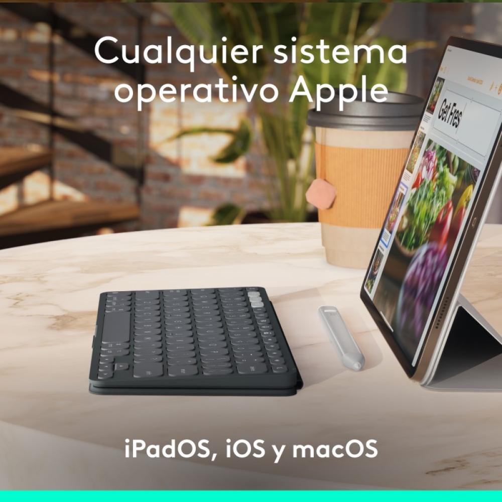 Logitech - Keys-To-Go 2, teclado inalámbrico portátil para iPad con tapa integrada, estilizado y compacto, para iPad, iPhone, Ma