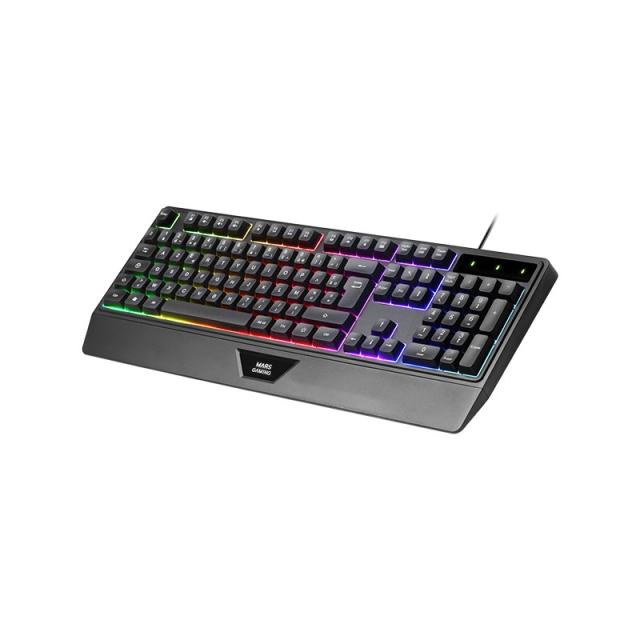 Mars Gaming - MCP124PRO, Combo Gaming 4en1, Teclado RGB H-Mech con Reposamuñecas, Ratón RGB 3200DPI y Switches HUANO, Auriculare