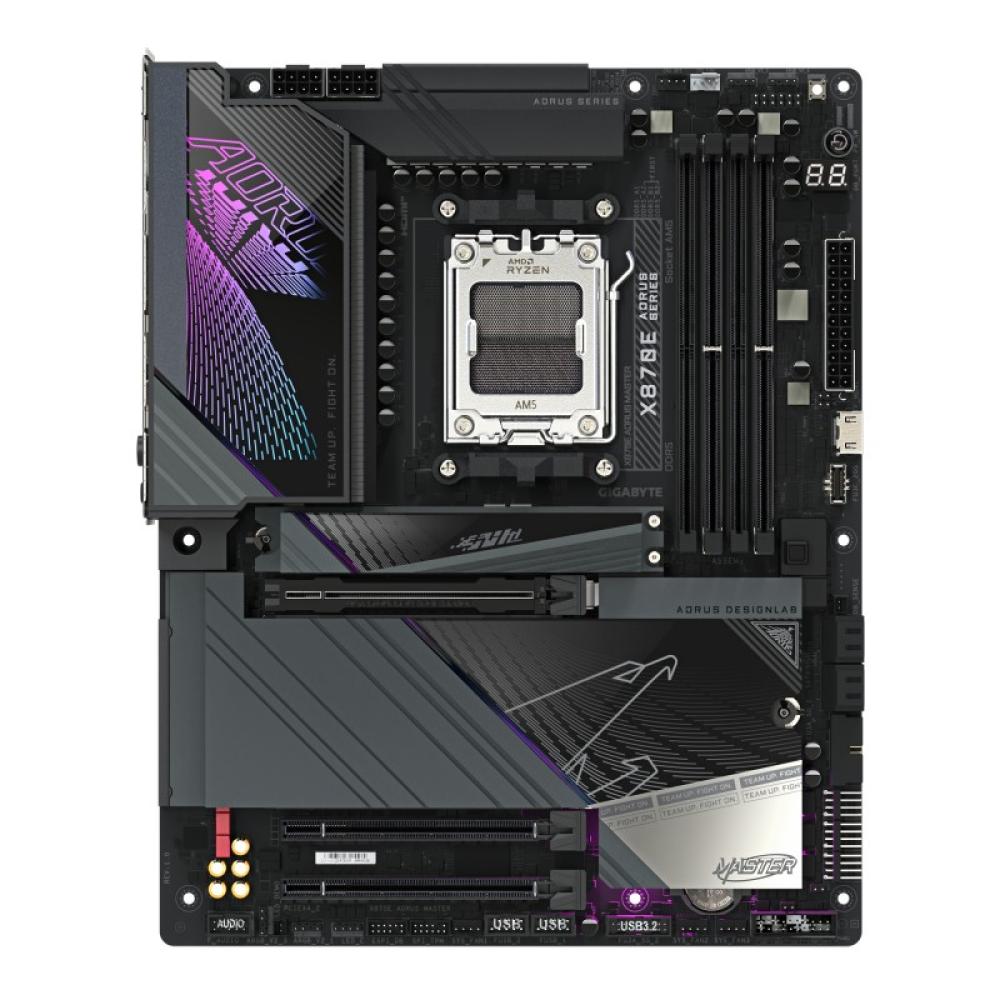 GIGABYTE - X870E AORUS MASTER Placa Base - Compatible con CPUs AMD Ryzen 9000, 16+2+2 fases VRM digitales, hasta 8600MHz DDR5 (O