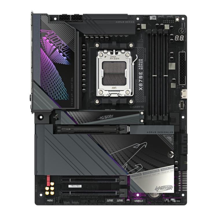 GIGABYTE - X870E AORUS MASTER Placa Base - Compatible con CPUs AMD Ryzen 9000, 16+2+2 fases VRM digitales, hasta 8600MHz DDR5 (O