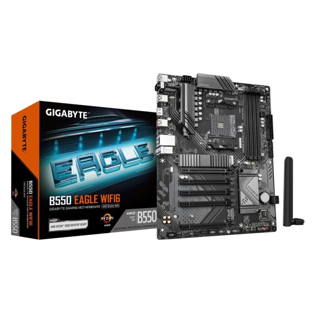 GIGABYTE - B550 EAGLE WIFI6 Placa base - Procesadores AMD Ryzen serie 5000 G, VRM de 10+3+1 fases, hasta 3200 MHz DDR4, 1xPCIe 4