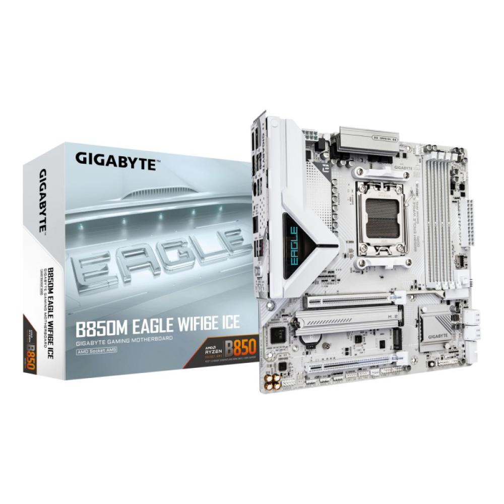 GIGABYTE - B850M EAGLE WIFI6E ICE Placa Base – Procesadores AMD Ryzen serie 9000, VRM digital de 8+2+2 fases, hasta 8200 MHz DDR