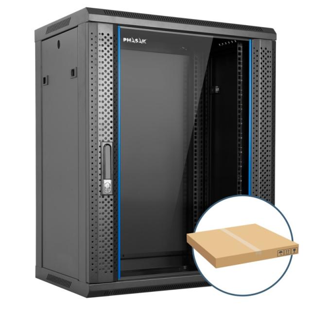 Phasak - PHO 2216D armario rack 16U Bastidor de pared Negro