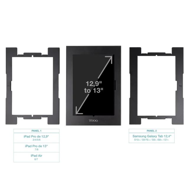 TooQ - Marco Antirrobo para Tablets de 12,4” a 13”, Negro