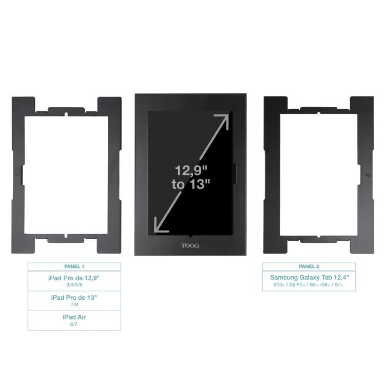 TooQ - Marco Antirrobo para Tablets de 12,4” a 13”, Negro