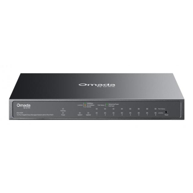 TP-Link - Omada ES210GP switch Gestionado L2 Gigabit Ethernet (10/100/1000) Energía sobre Ethernet (PoE) DIN rail Negro