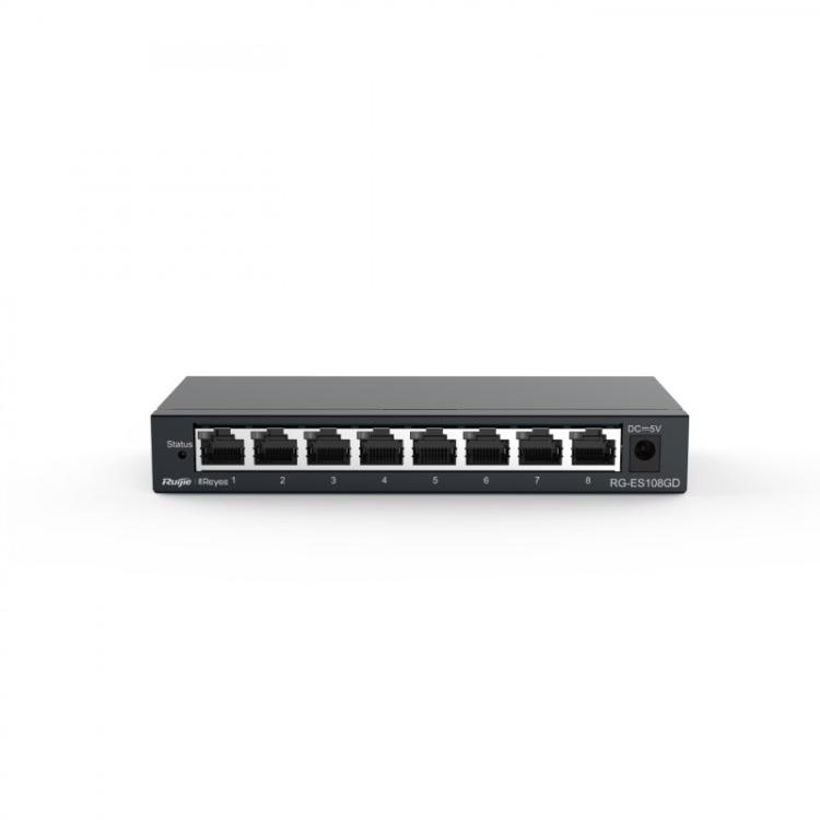Ruijie Networks - RG-ES108GD switch No administrado Gigabit Ethernet (10/100/1000) Negro