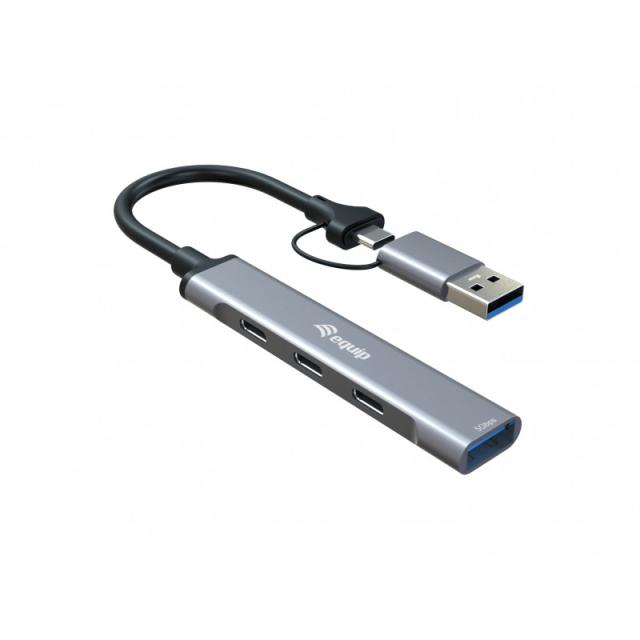 Equip - 128969 hub de interfaz USB 3.2 Gen 1 (3.1 Gen 1) Type-C 5000 Mbit/s Gris