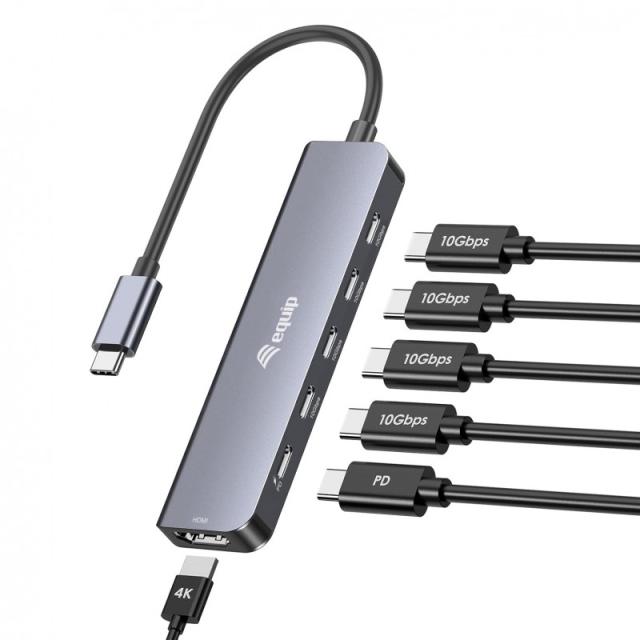 Equip - 133499 base para portátil y replicador de puertos Alámbrico USB 3.2 Gen 2 (3.1 Gen 2) Type-C Gris