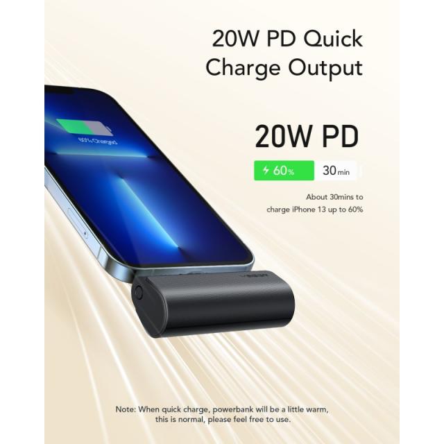 VEGER - PlugOn-L VG-W0556P PowerBank plug-on 5000mah PD20W Lightning connector built-in