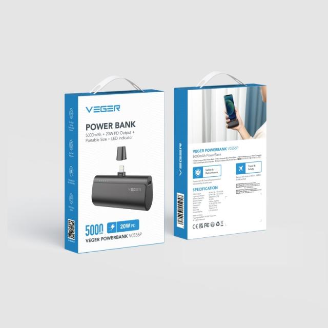 VEGER - PlugOn-L VG-W0556P PowerBank plug-on 5000mah PD20W Lightning connector built-in