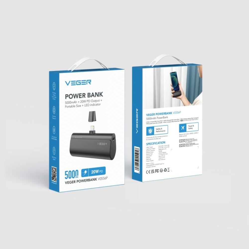 VEGER - PlugOn-L VG-W0556P PowerBank plug-on 5000mah PD20W Lightning connector built-in
