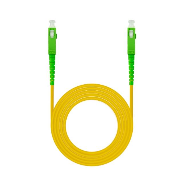 Nanocable - Cable de Fibra Óptica SC/APC a SC/APC Monomodo Simplex LSZH, Amarillo, 3 m