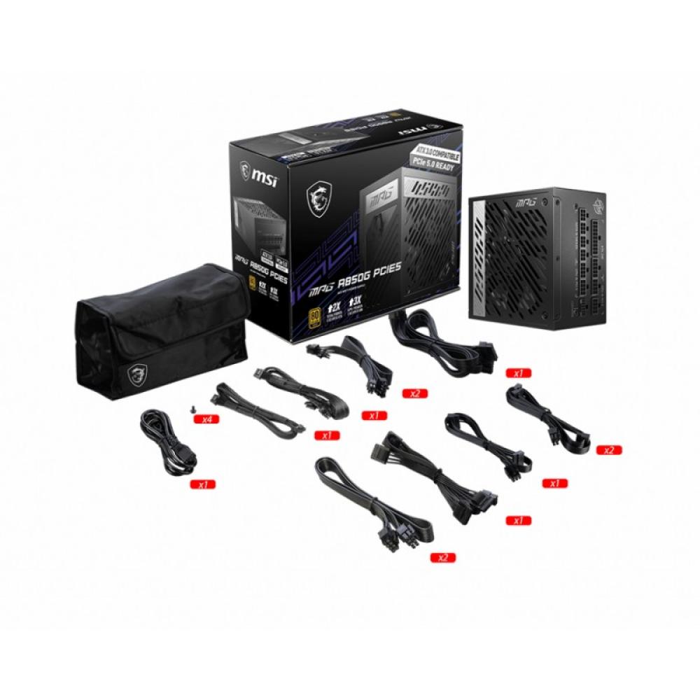 MSI - MPG A850G PCIE5 unidad de fuente de alimentación 850 W 24-pin ATX ATX Negro