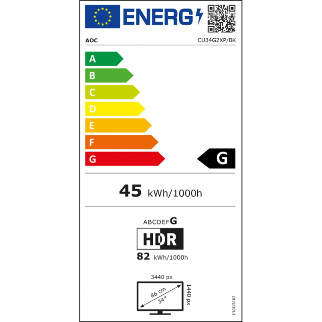 AOC - G2 CU34G2XP pantalla para PC 86,4 cm (34") 3440 x 1440 Pixeles UltraWide Quad HD LED Negro, Rojo