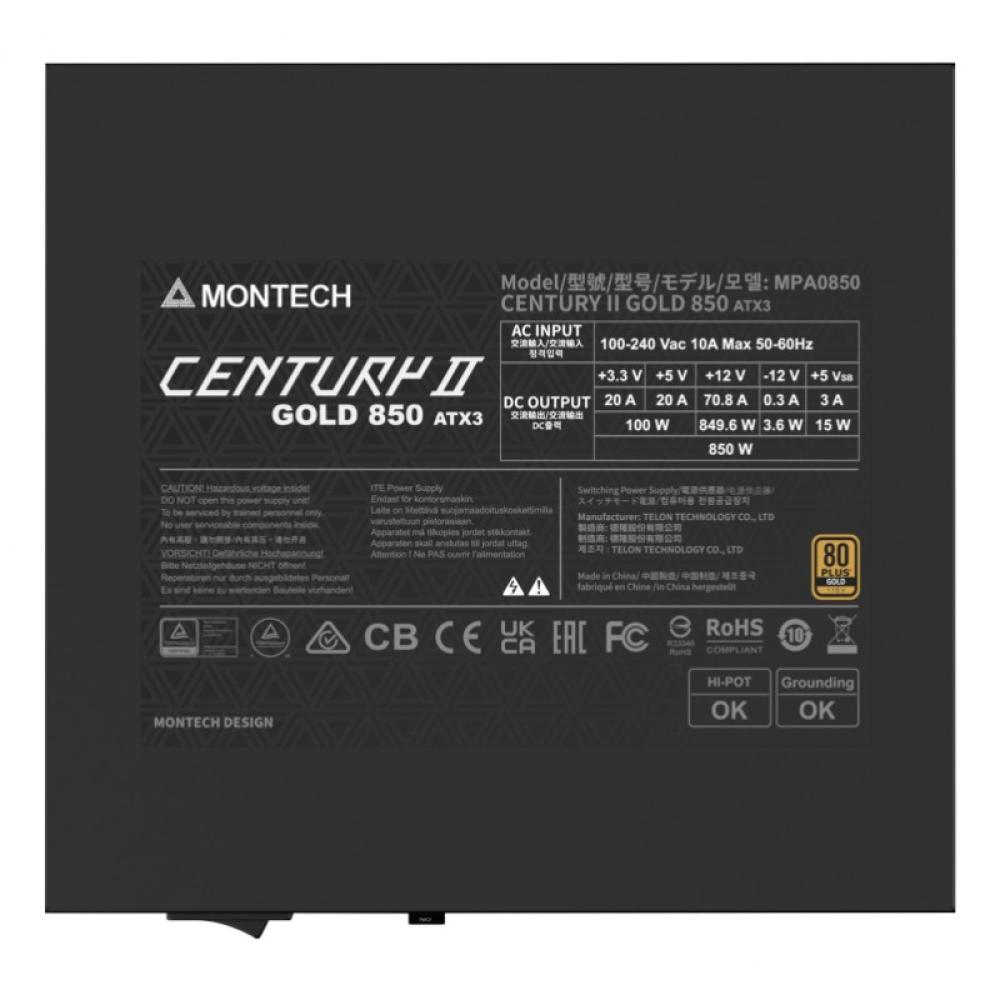Montech - CENTURY II unidad de fuente de alimentación 850 W 20+4 pin ATX ATX Plata, Negro