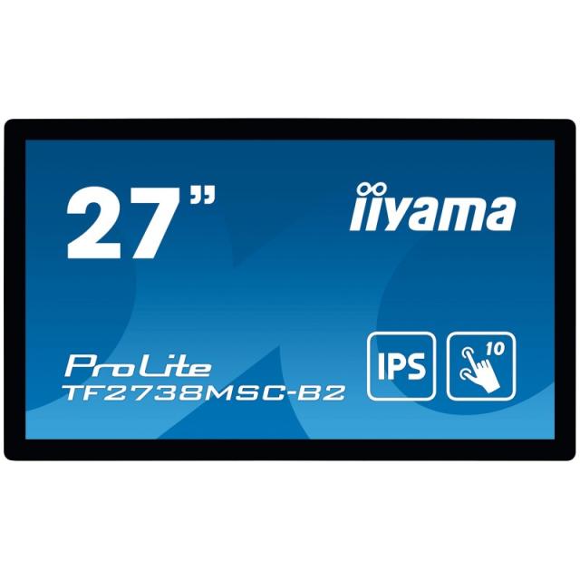 iiyama - ProLite TF2738MSC-B2 pantalla para PC 68,6 cm (27") 1920 x 1080 Pixeles Full HD LED Pantalla táctil Multi-usuario Negro