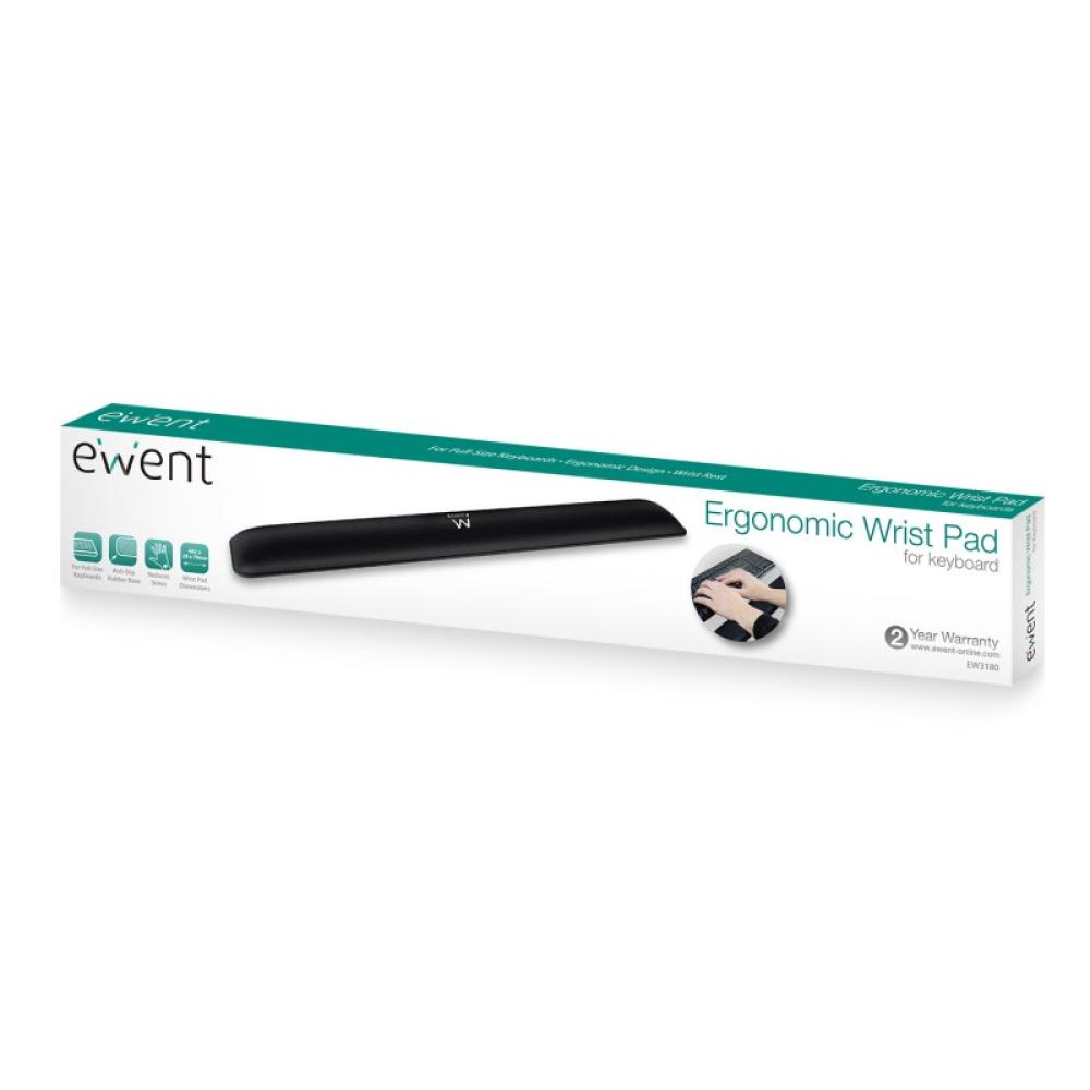 Ewent - EW3180 descansa muñecas Poliéster, Caucho Negro
