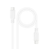 Nanocable - Cable USB 2.0 3A, tipo USB-C/M-USB-C/M, Blanco, 1.5 m
