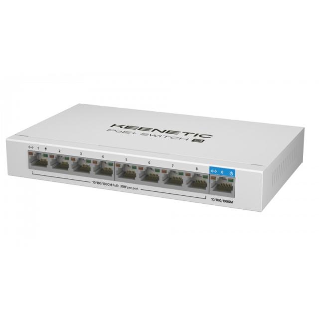 Keenetic - PoE+ Switch 9 Switch Gigabit de 9 puertos con 8 puertos PoE+ y asignación de energía de 120 W