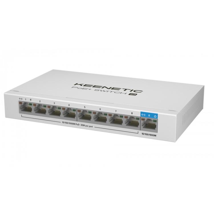 Keenetic - PoE+ Switch 9 Switch Gigabit de 9 puertos con 8 puertos PoE+ y asignación de energía de 120 W