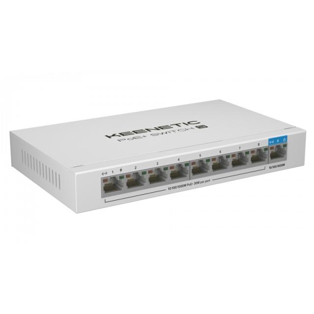 Keenetic - PoE+ Switch 9 Switch Gigabit de 9 puertos con 8 puertos PoE+ y asignación de energía de 120 W