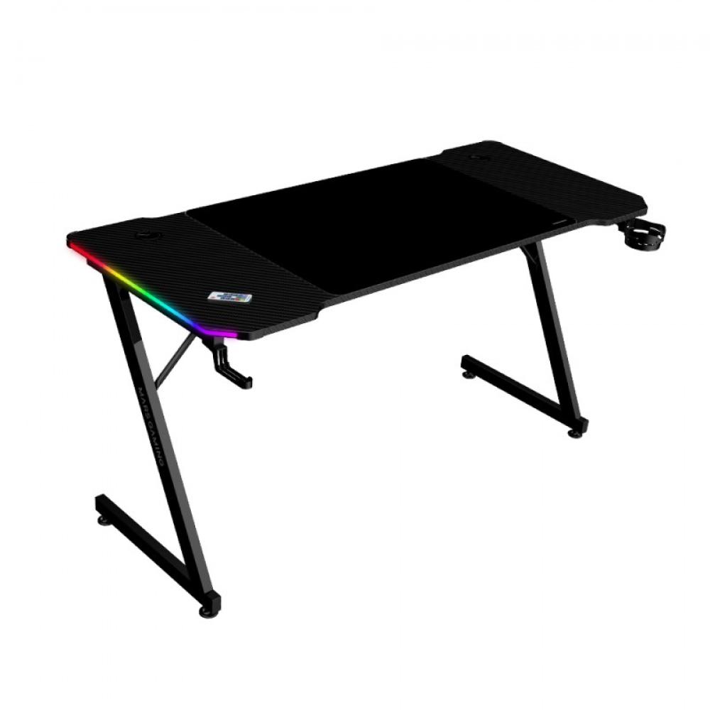 Mars Gaming - MGD-X140RGB, Mesa Gaming Ergonómica, Iluminación ARGB con Mando, Fibra de Carbono, Alfombrilla XXL, S - MGDX140RGB