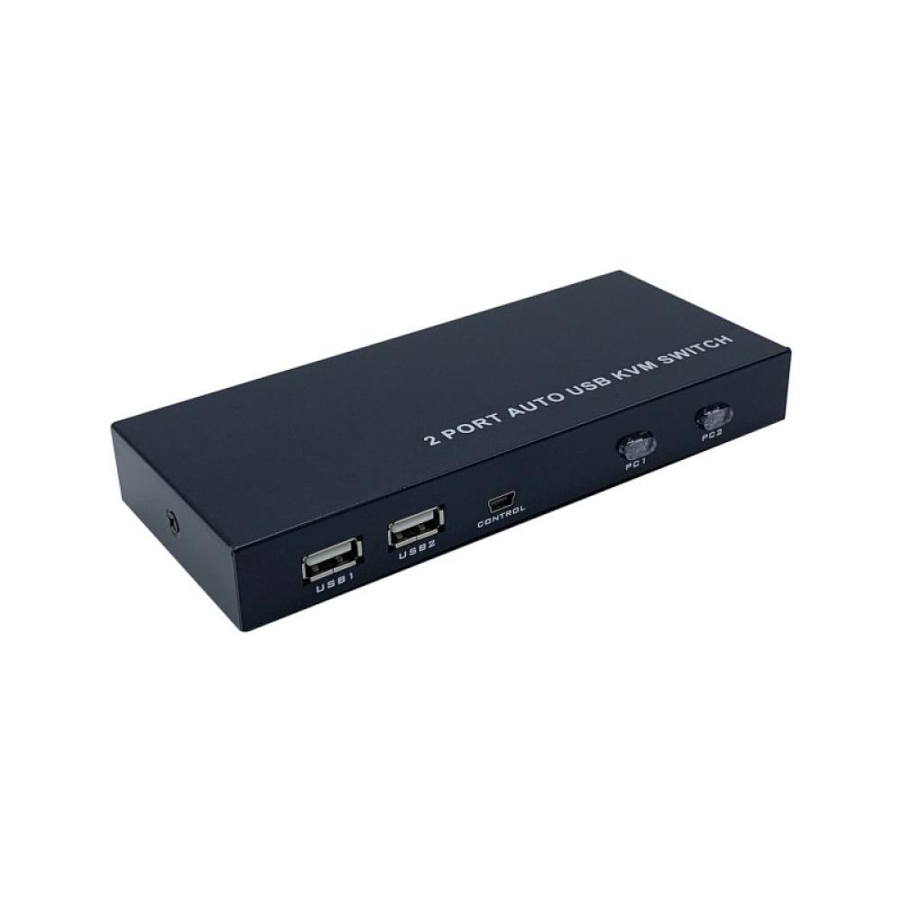 AISENS - Conmutador KVM HDMI 4K@60HZ USB 1U-2PC con fuente alimentación, Negro