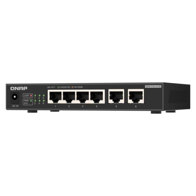 QNAP - QSW-2104-2T-R2 switch No administrado 10G Ethernet (100/1000/10000) Escritorio Negro