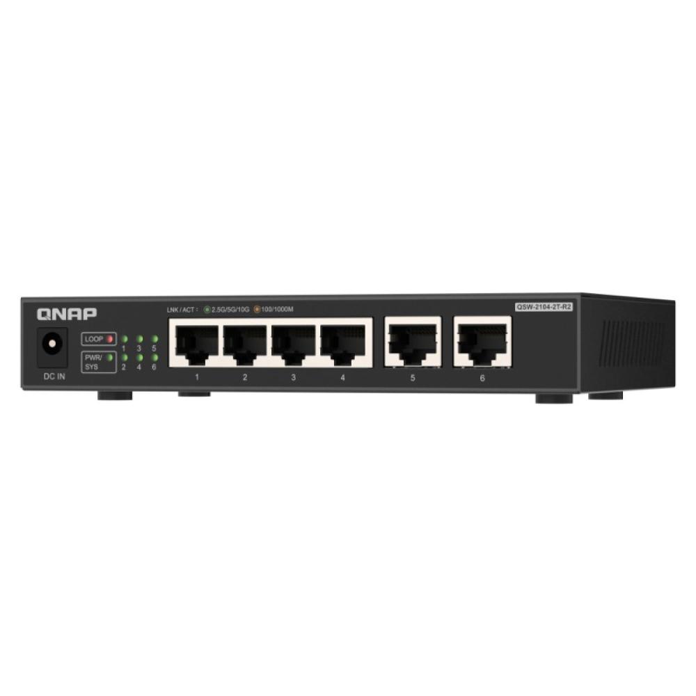 QNAP - QSW-2104-2T-R2 switch No administrado 10G Ethernet (100/1000/10000) Escritorio Negro