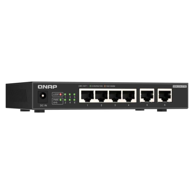 QNAP - QSW-2104-2T-R2 switch No administrado 10G Ethernet (100/1000/10000) Escritorio Negro