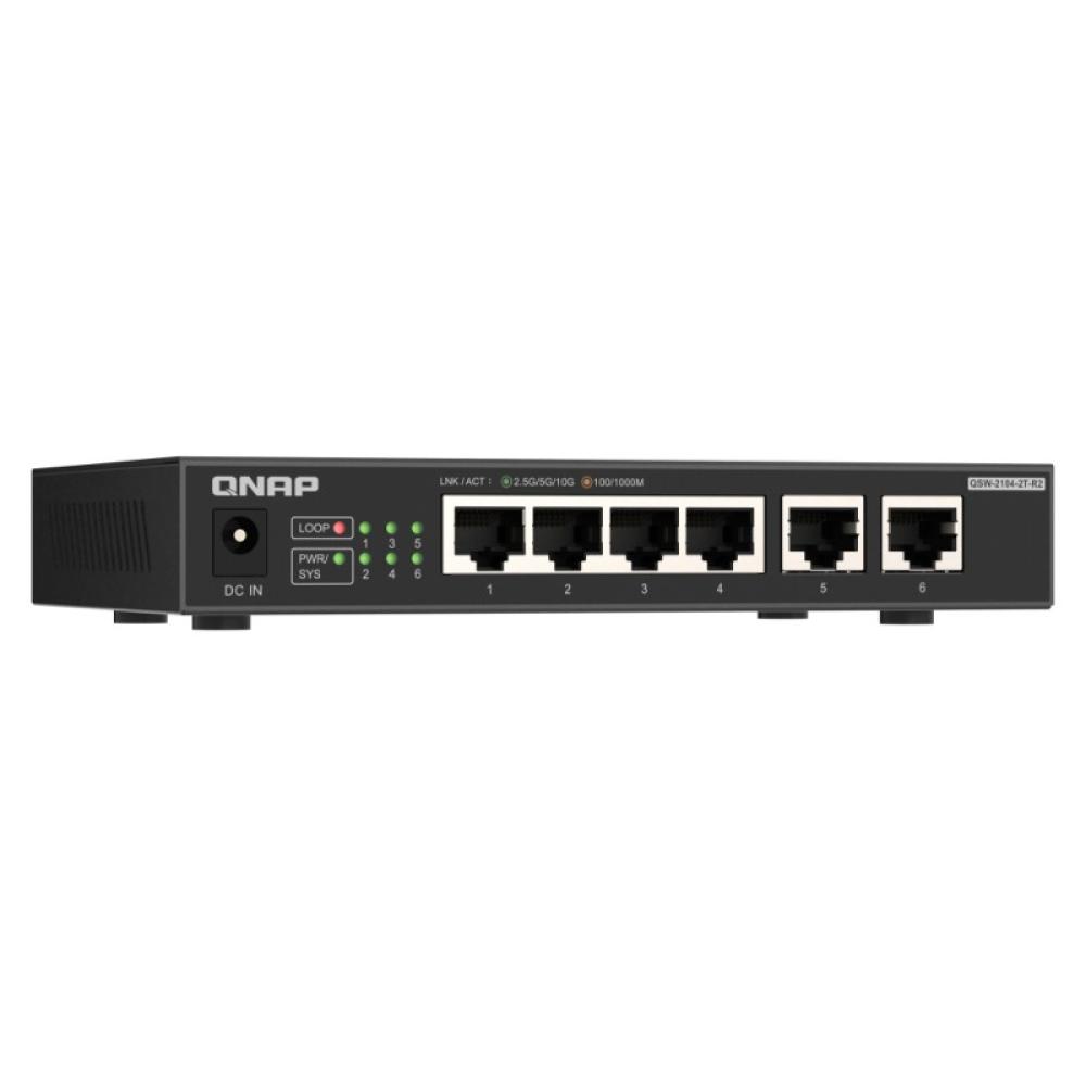 QNAP - QSW-2104-2T-R2 switch No administrado 10G Ethernet (100/1000/10000) Escritorio Negro