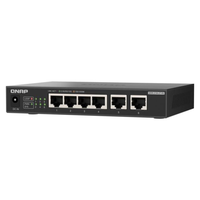 QNAP - QSW-2104-2T-R2 switch No administrado 10G Ethernet (100/1000/10000) Escritorio Negro