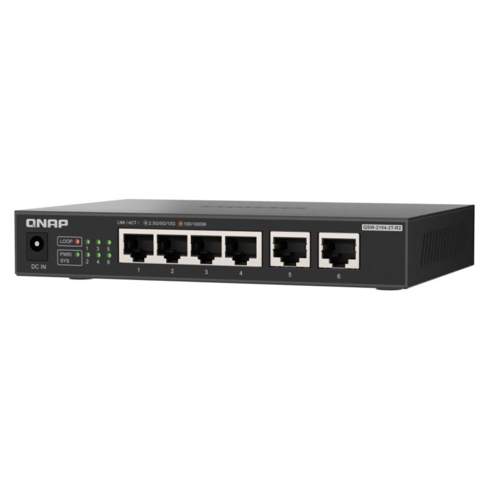 QNAP - QSW-2104-2T-R2 switch No administrado 10G Ethernet (100/1000/10000) Escritorio Negro