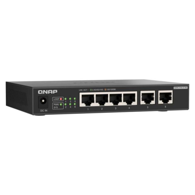 QNAP - QSW-2104-2T-R2 switch No administrado 10G Ethernet (100/1000/10000) Escritorio Negro