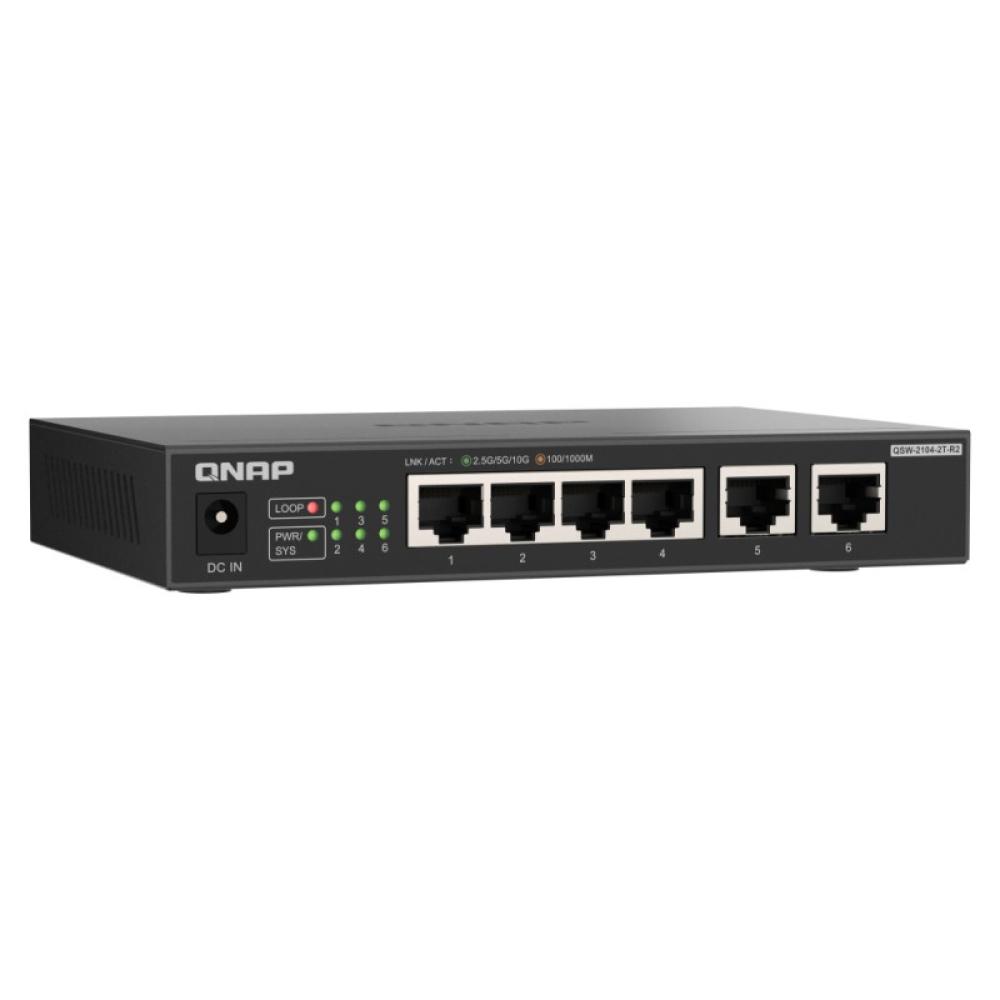 QNAP - QSW-2104-2T-R2 switch No administrado 10G Ethernet (100/1000/10000) Escritorio Negro