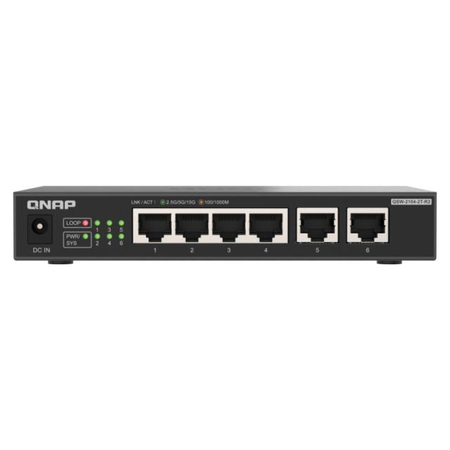 QNAP - QSW-2104-2T-R2 switch No administrado 10G Ethernet (100/1000/10000) Escritorio Negro