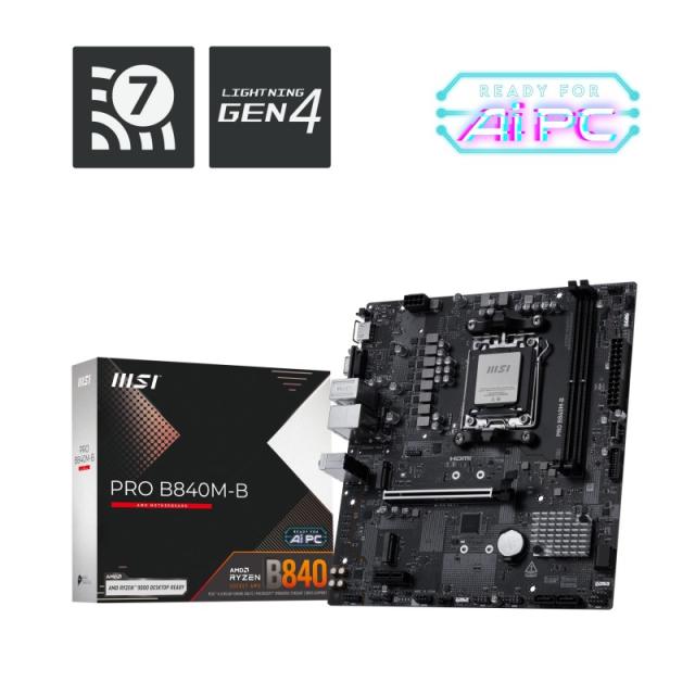 MSI - PRO B840M-B placa base AMD B840 Zócalo AM5 micro ATX