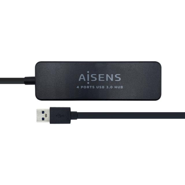 AISENS - Hub USB 3.0, Tipo A/M - 4 x Tipo A/H, Negro, 30 cm